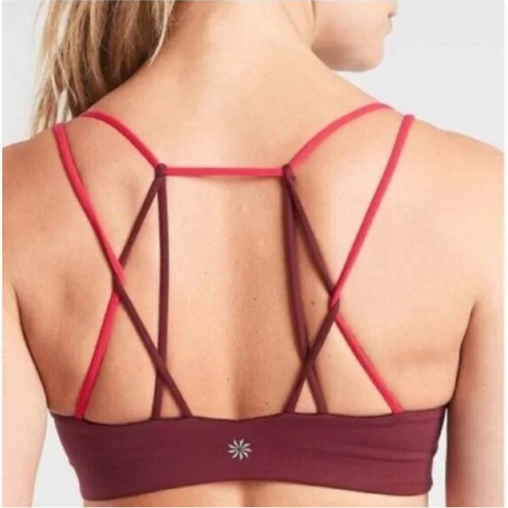NWT Athleta Breathe In Bra strappy red sports bra M‎ - Picture 2 of 6